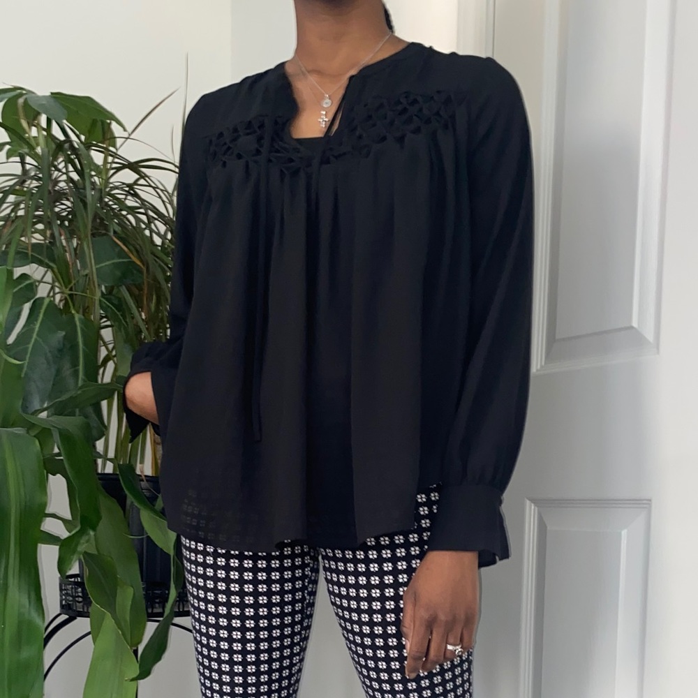 Basic Black Long Sleeve Blouse